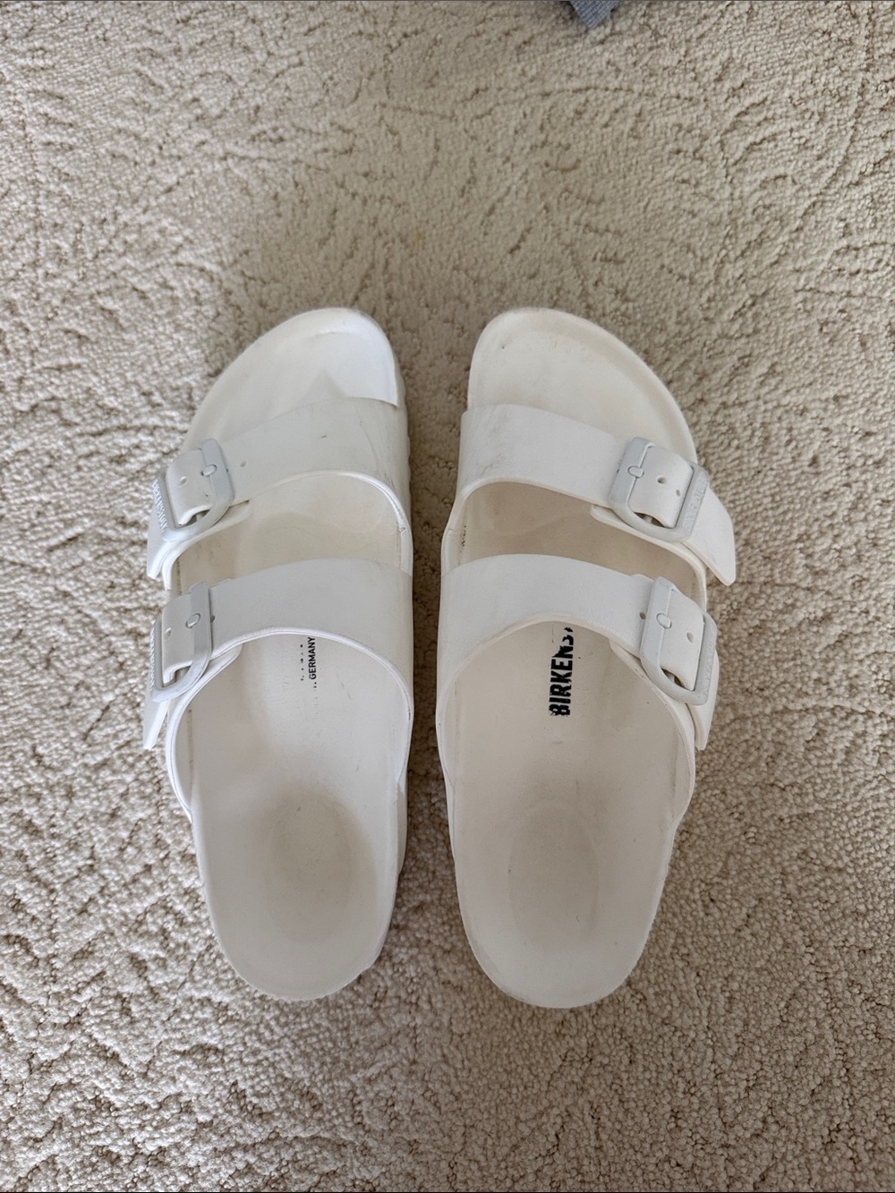 Birkenstock women White Double-Strap EVA Slide Sandals